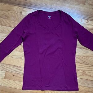 Uniqlo Women's Rich Purple Long Sleeve Tee